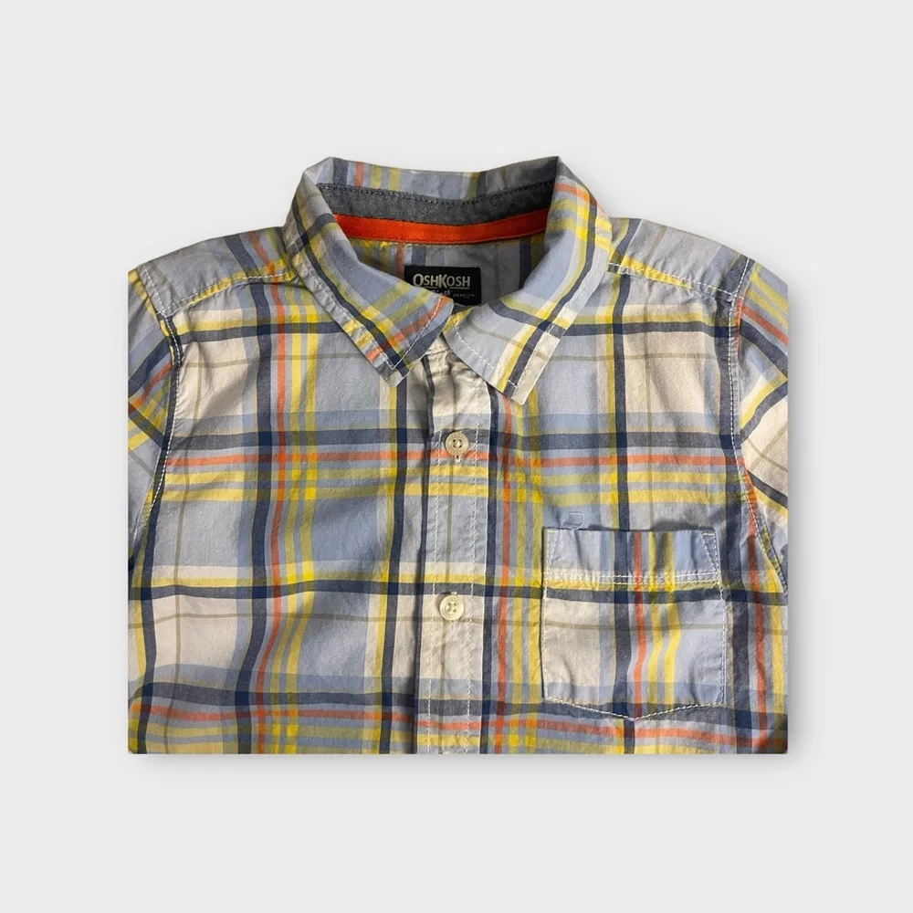 OshKosh B’gosh Yellow & Blue Plaid Button Up Shirt